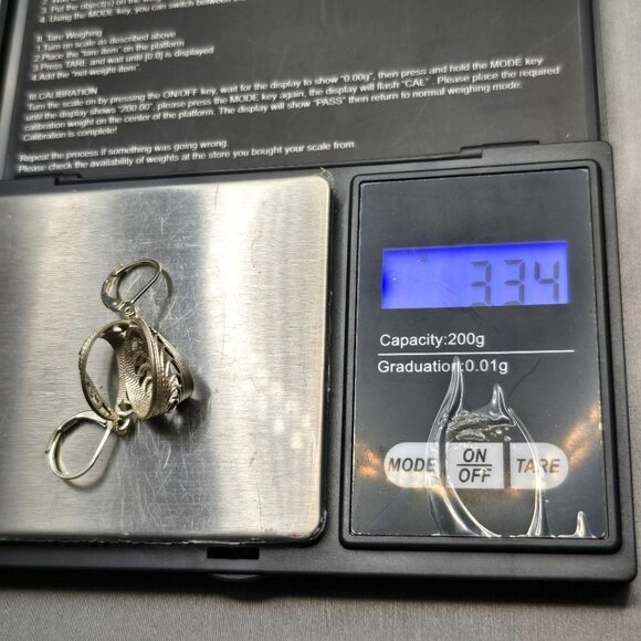 VTG Sterling Silver 925 Rounded Filigree Earrings 1.25" Leverback Closure 3.34g - Picture 8 of 9